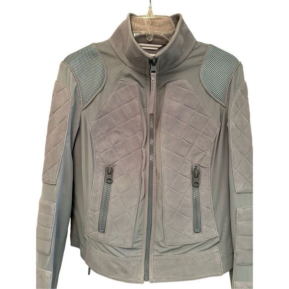 Blanc Noir Baby Blue Suede Athletic Jacket- size M - Picture 1 of 11